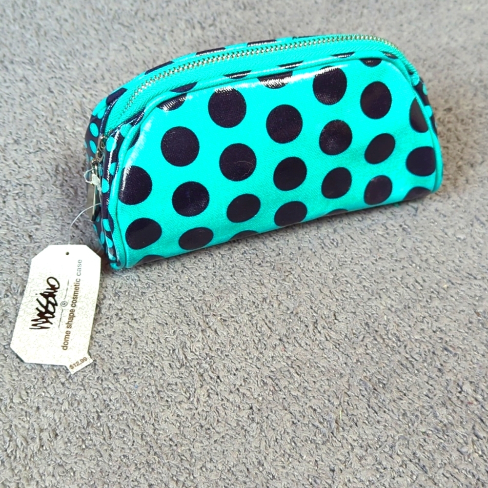 Teal & Black Dome Shaped Cosmetic Case (New)